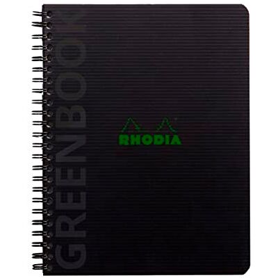Rhodia 119913C ctive Greenbook Spiralheft, kariert, DIN A5+ 16x21 cm, 80 Blatt mikroperforiert, 4-fach gelocht, 100% Recycling Papier, 90, Schwarz, 1 Stück Rhodia 119913C ctive Greenbook Spiralheft, kariert, DIN A5+ 16x21 cm, 80 Blatt mikroperforiert, 4-fach gelocht, 100% Recycling Papier, 90, Schwarz, 1 Stück