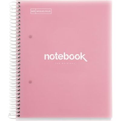 Miquelrius Notizbuch A5 Notebook Emotions, 120 Blatt 90 g/m², Raster 5 x 5 mm, 5 Farbige Streifen, Mikroperforierte Spirale, Polypropyleneinband, Rosa Miquelrius Notizbuch A5 Notebook Emotions, 120 Blatt 90 g/m², Raster 5 x 5 mm, 5 Farbige Streifen, Mikroperforierte Spirale, Polypropyleneinband, Rosa
