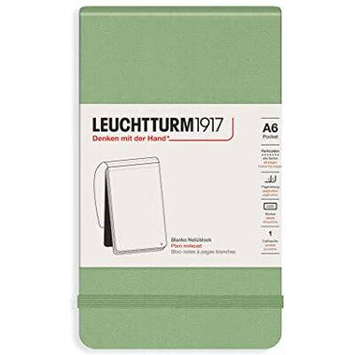 LEUCHTTURM1917 364405 Notizblock Pocket (A6), Hardcover, 94 nummerierte Seiten, blanko, Salbei LEUCHTTURM1917 364405 Notizblock Pocket (A6), Hardcover, 94 nummerierte Seiten, blanko, Salbei