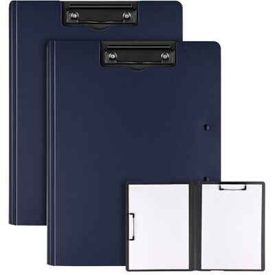 vonsera 2er Pack Klemmbrett A4, Schreibmappe A4 mit 2 Klemmen, Klemmbrett mit Deckel, Klemmbretter für Büro, Schule, Baustelle, Blau vonsera 2er Pack Klemmbrett A4, Schreibmappe A4 mit 2 Klemmen, Klemmbrett mit Deckel, Klemmbretter für Büro, Schule, Baustelle, Blau