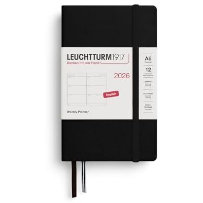 LEUCHTTURM1917 372722 Wochenkalender Pocket (A6) 2026, Schwarz, Englisch LEUCHTTURM1917 372722 Wochenkalender Pocket (A6) 2026, Schwarz, Englisch