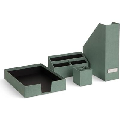 BIGSO BOX OF SWEDEN BIGSO HUGO 4-teiliges Schreibtisch Set mit 1 Stehsammler, 1 Stifthalter, 1 Sortierkasten und 1 Box ohne Deckel – Ordnungssystem aus Faserplatte und Papier in Leinenoptik – mintgrün BIGSO BOX OF SWEDEN BIGSO HUGO 4-teiliges Schreibtisch Set mit 1 Stehsammler, 1 Stifthalter, 1 Sortierkasten und 1 Box ohne Deckel – Ordnungssystem aus Faserplatte und Papier in Leinenoptik – mintgrün