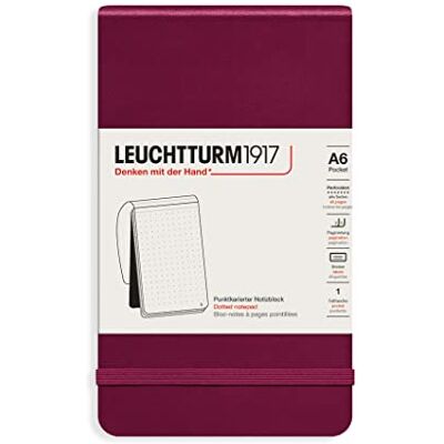 LEUCHTTURM1917 364413 Notizblock Pocket (A6), Hardcover, 94 nummerierte Seiten, dotted, Port Red LEUCHTTURM1917 364413 Notizblock Pocket (A6), Hardcover, 94 nummerierte Seiten, dotted, Port Red