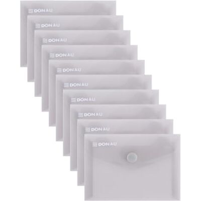 DONAU Dokumententasche mit Klettverschluss, A7 10 Stück, Transparent Grau, Druckknopf Dokumentenmappe, PP öko/Kunststoff, 180 μm DONAU Dokumententasche mit Klettverschluss, A7 10 Stück, Transparent Grau, Druckknopf Dokumentenmappe, PP öko/Kunststoff, 180 μm