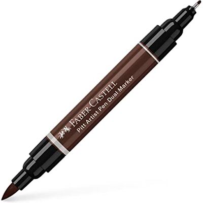 Faber-Castell Art & Graphic Pitt Artist Pen Dual Marker India Ink, Dark Sepia, Single Pitt Pen, For Art, Craft, Drawing, Skizzing, Home, School, Uni, Coloring Faber-Castell Art & Graphic Pitt Artist Pen Dual Marker India Ink, Dark Sepia, Single Pitt Pen, For Art, Craft, Drawing, Skizzing, Home, School, Uni, Coloring