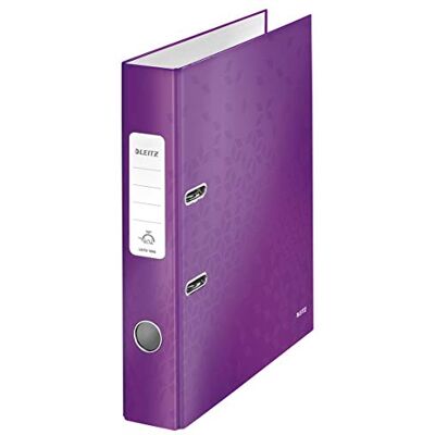 Leitz Qualitäts-Ordner 180°, A4, schmal, 5,2 cm Rückenbreite, laminierte Graupappe, Violett, WOW Serie, Design kann variieren, 10064062 Leitz Qualitäts-Ordner 180°, A4, schmal, 5,2 cm Rückenbreite, laminierte Graupappe, Violett, WOW Serie, Design kann variieren, 10064062