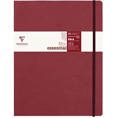 Clairefontaine 794462C Notizbuch My.Essential Age Bag, Format B5 (19x25 cm), mit Fadenbindung, 96 Blatt nummeriert, liniert, Papier elfenbein 90g, Bordeaux, 1 Stück Clairefontaine 794462C Notizbuch My.Essential Age Bag, Format B5 (19x25 cm), mit Fadenbindung, 96 Blatt nummeriert, liniert, Papier elfenbein 90g, Bordeaux, 1 Stück