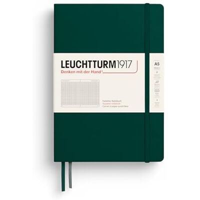 LEUCHTTURM1917 367257 Notizbuch Medium (A5), Hardcover, 251 nummerierte Seiten, Forest Green, kariert LEUCHTTURM1917 367257 Notizbuch Medium (A5), Hardcover, 251 nummerierte Seiten, Forest Green, kariert
