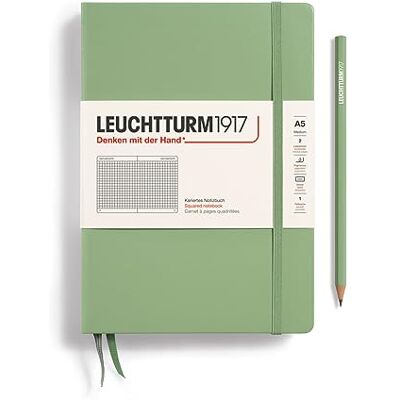 LEUCHTTURM1917 361583 Notizbuch Muted Colours (A5), Hardcover, 251 nummerierte Seiten, Salbei, kariert LEUCHTTURM1917 361583 Notizbuch Muted Colours (A5), Hardcover, 251 nummerierte Seiten, Salbei, kariert