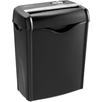 Amazon Basics Aktenvernichter, 5-6 Blätter Querschnitt, für Papier und Plastikkarten, Schwarz Amazon Basics Aktenvernichter, 5-6 Blätter Querschnitt, für Papier und Plastikkarten, Schwarz