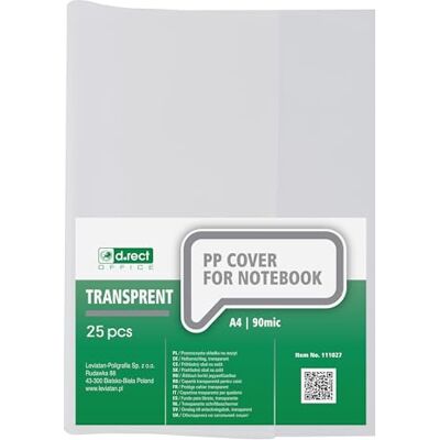 D.RECT Heftumschläge 25er Set DIN A4, transparent, durchsichtig, Hefthüllen aus strapazierfähiger und abwischbarer Polypropylen-Folie, stark 90 mic, klar D.RECT Heftumschläge 25er Set DIN A4, transparent, durchsichtig, Hefthüllen aus strapazierfähiger und abwischbarer Polypropylen-Folie, stark 90 mic, klar