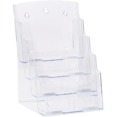 Relaxdays Prospekthalter A4 / DIN Lang, 4 Etagen, Acryl, Flyer Aufsteller Tisch & Wand, HBT: 35x24,5x24cm, transparent, 1 Stück, 10027299 Relaxdays Prospekthalter A4 / DIN Lang, 4 Etagen, Acryl, Flyer Aufsteller Tisch & Wand, HBT: 35x24,5x24cm, transparent, 1 Stück, 10027299