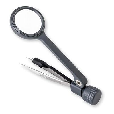 CARSON Lighted MagniGrip 4,5x Lupe mit Präzisionspinzette und LED (MG-88), Grau CARSON Lighted MagniGrip 4,5x Lupe mit Präzisionspinzette und LED (MG-88), Grau