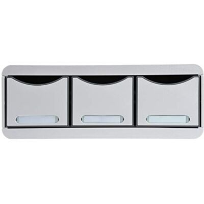 Exacompta 318740D Toolbox Office mit 3 Schubladen aus Kunststoff zur Aufbewahrung kleiner Utensilien 27 x 35,5 x 13,5 cm. Ideal für Büro und Schreibtisch für mehr Platz. Lichtgrau Exacompta 318740D Toolbox Office mit 3 Schubladen aus Kunststoff zur Aufbewahrung kleiner Utensilien 27 x 35,5 x 13,5 cm. Ideal für Büro und Schreibtisch für mehr Platz. Lichtgrau