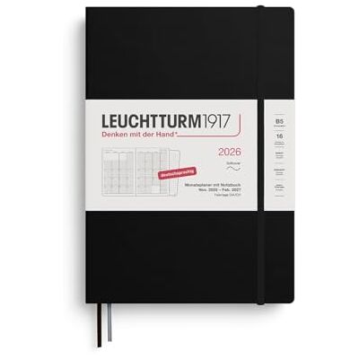 LEUCHTTURM1917 372603 Monatsplaner & Notizbuch Composition (B5) 2026, 16 Monate (01 November 2025-28. Februar 2027), Softcover, Schwarz, Deutsch LEUCHTTURM1917 372603 Monatsplaner & Notizbuch Composition (B5) 2026, 16 Monate (01 November 2025-28. Februar 2027), Softcover, Schwarz, Deutsch