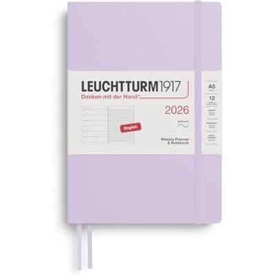 LEUCHTTURM1917 372672 Wochenkalender & Notizbuch Medium (A5) 2026, Softcover, Lilac, Englisch LEUCHTTURM1917 372672 Wochenkalender & Notizbuch Medium (A5) 2026, Softcover, Lilac, Englisch