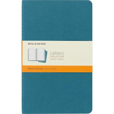 Moleskine Cahier Journal, Set mit 3 Notizbüchern mit linierten Seiten, Kartonumschlag mit sichtbaren Baumwollstichen, Farbe Lebhaftes Blau, Großformat 13 x 21 cm, 80 Seiten Moleskine Cahier Journal, Set mit 3 Notizbüchern mit linierten Seiten, Kartonumschlag mit sichtbaren Baumwollstichen, Farbe Lebhaftes Blau, Großformat 13 x 21 cm, 80 Seiten