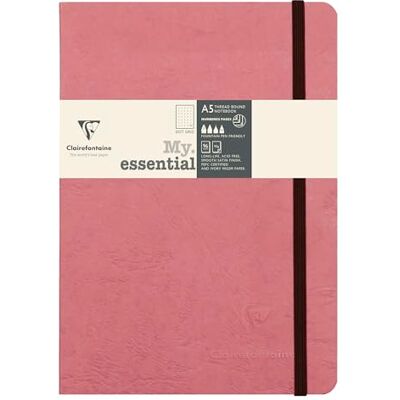 Clairefontaine 793436C Notizbuch Kladde My.essential, Kollektion Age Bag, DIN A5 14,8x21 cm, 96 Blatt dot elfenbein, Altrosa, 1 Stück Clairefontaine 793436C Notizbuch Kladde My.essential, Kollektion Age Bag, DIN A5 14,8x21 cm, 96 Blatt dot elfenbein, Altrosa, 1 Stück
