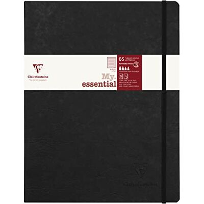Clairefontaine 794461C Notizbuch My.Essential Age Bag, Format B5 (19x25 cm), mit Fadenbindung, 96 Blatt nummeriert, liniert, Papier elfenbein 90g, Schwarz, 1 Stück Clairefontaine 794461C Notizbuch My.Essential Age Bag, Format B5 (19x25 cm), mit Fadenbindung, 96 Blatt nummeriert, liniert, Papier elfenbein 90g, Schwarz, 1 Stück