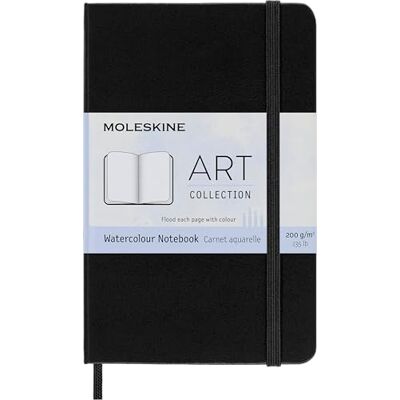 Moleskine Aquarell-Notizbuch im Taschenformat 9 x 14 cm Aquarell-Notizbuch, Papier geeignet für Aquarellstifte und Farben, Harter Umschlag und elastischer Verschluss, Farbe Schwarz, 60 Seiten Moleskine Aquarell-Notizbuch im Taschenformat 9 x 14 cm Aquarell-Notizbuch, Papier geeignet für Aquarellstifte und Farben, Harter Umschlag und elastischer Verschluss, Farbe Schwarz, 60 Seiten