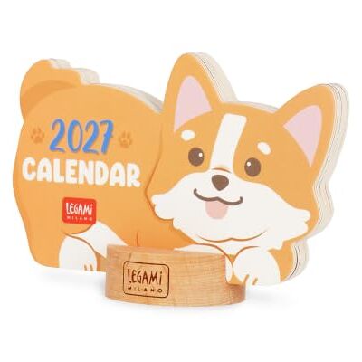 LEGAMI – Kalender mit Holzsockel 2027, Corgi, 12 Monate, 7 x 4 cm LEGAMI – Kalender mit Holzsockel 2027, Corgi, 12 Monate, 7 x 4 cm