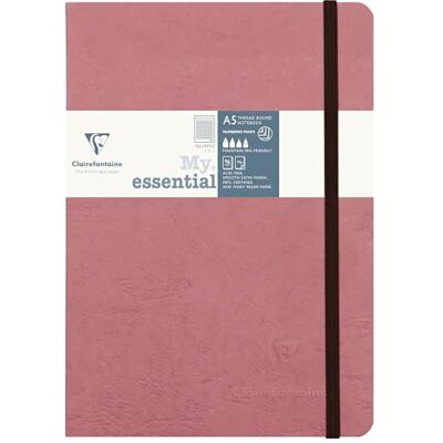 Clairefontaine 793426C Notizbuch Kladde My essential, Kollektion Age Bag, DIN A5 14,8x21 cm, 96 Blatt kariert elfenbein, Altrosa, 1 Stück Clairefontaine 793426C Notizbuch Kladde My essential, Kollektion Age Bag, DIN A5 14,8x21 cm, 96 Blatt kariert elfenbein, Altrosa, 1 Stück