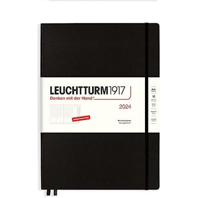 LEUCHTTURM1917 367821 Wochenplaner Master (A4+) 2024, mit Extraheft für Adressen und Jahrestage, Schwarz, Deutsch, 12 Monate LEUCHTTURM1917 367821 Wochenplaner Master (A4+) 2024, mit Extraheft für Adressen und Jahrestage, Schwarz, Deutsch, 12 Monate