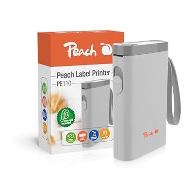 Peach Bluetooth Etikettendrucker weiß – Etikettiergerät selbstklebend platzsparend und kabellos – mit Beschriftungsgerät überall Ordnung schaffen PE110A-w Peach Bluetooth Etikettendrucker weiß – Etikettiergerät selbstklebend platzsparend und kabellos – mit Beschriftungsgerät überall Ordnung schaffen PE110A-w