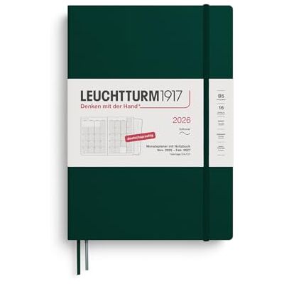 LEUCHTTURM1917 372607 Monatsplaner & Notizbuch Composition (B5) 2026, 16 Monate (01 November 2025-28. Februar 2027), Softcover, Forest Green, Deutsc LEUCHTTURM1917 372607 Monatsplaner & Notizbuch Composition (B5) 2026, 16 Monate (01 November 2025-28. Februar 2027), Softcover, Forest Green, Deutsc