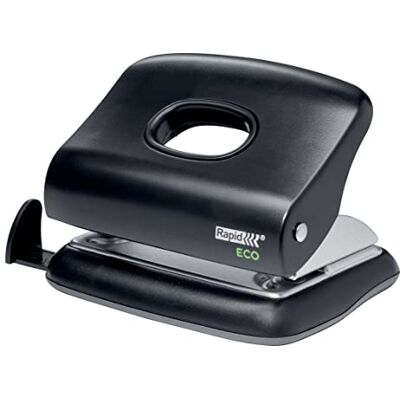 Rapid Eco 2-fach-Locher, für A4, strapazierfähig und kompakt, aus recyceltem Kunststoff, für zu Hause, Büro oder Schule, Teil der ECO-Reihe, schwarz, 24845300 Rapid Eco 2-fach-Locher, für A4, strapazierfähig und kompakt, aus recyceltem Kunststoff, für zu Hause, Büro oder Schule, Teil der ECO-Reihe, schwarz, 24845300