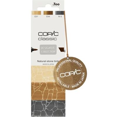 Copic Classic DESIGNER COLLECTION Set Natural stone tints, Marker Set mit 3 Sand- und Grautönen, Twin Marker mit einer breiten und einer feinen Spitze Copic Classic DESIGNER COLLECTION Set Natural stone tints, Marker Set mit 3 Sand- und Grautönen, Twin Marker mit einer breiten und einer feinen Spitze
