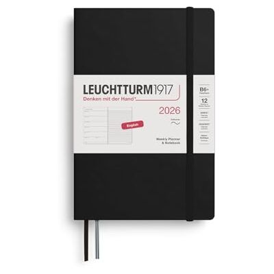 LEUCHTTURM1917 372684 Wochenkalender & Notizbuch Paperback (B6+) 2026, Softcover, Schwarz, Englisch LEUCHTTURM1917 372684 Wochenkalender & Notizbuch Paperback (B6+) 2026, Softcover, Schwarz, Englisch