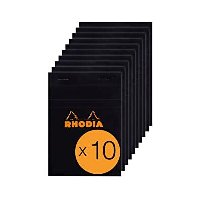 Rhodia 132009C Packung mit 10 Notizblöcken No.13, DIN A6 80 Blätter kariert 80g, Schwarz, 1 Pack Rhodia 132009C Packung mit 10 Notizblöcken No.13, DIN A6 80 Blätter kariert 80g, Schwarz, 1 Pack