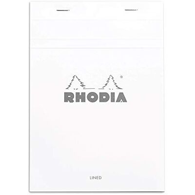 Rhodia 16601C Notizblock geheftet No.16 DIN A5 21x14,8 cm, 80 Blätter liniert mit Rand 80g, abtrennbar und mikroperforiert, mit Kartonrücken, ideal für Notizen, Weiß, 1 Stück Rhodia 16601C Notizblock geheftet No.16 DIN A5 21x14,8 cm, 80 Blätter liniert mit Rand 80g, abtrennbar und mikroperforiert, mit Kartonrücken, ideal für Notizen, Weiß, 1 Stück