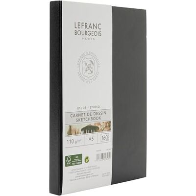 Lefranc Bourgeois 301346 Studio Skizzenbuch 80 Blatt A5, 110 g/m², Skizzenpapier mit feinkörniger Oberfläche zum Zeichnen mit Bleistiften, Kreide, Kohle und anderen Trockentechniken Lefranc Bourgeois 301346 Studio Skizzenbuch 80 Blatt A5, 110 g/m², Skizzenpapier mit feinkörniger Oberfläche zum Zeichnen mit Bleistiften, Kreide, Kohle und anderen Trockentechniken