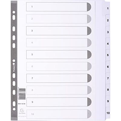 Exacompta MWD1-10Z-EW Karton-Register DIN A4 MAXI 10-teilig mit plastifizierten Taben 1-10 und bedruckbarer Indexseite ideale Trennblätter für Ihre Dokumente weiß Exacompta MWD1-10Z-EW Karton-Register DIN A4 MAXI 10-teilig mit plastifizierten Taben 1-10 und bedruckbarer Indexseite ideale Trennblätter für Ihre Dokumente weiß