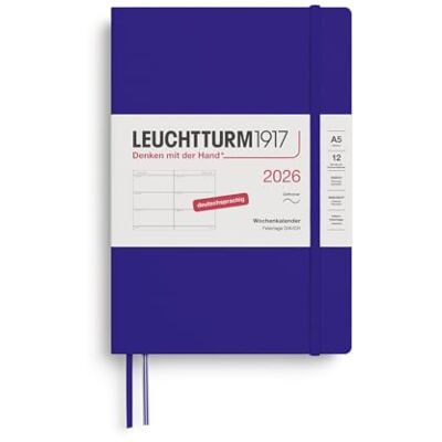 LEUCHTTURM1917 372562 Wochenkalender Medium (A5) 2026, 12 Monate, Softcover, Ink, Deutsch LEUCHTTURM1917 372562 Wochenkalender Medium (A5) 2026, 12 Monate, Softcover, Ink, Deutsch