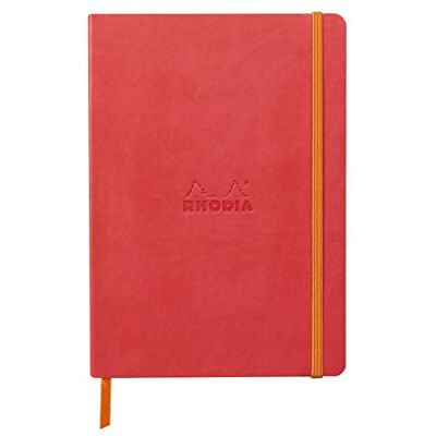 Rhodia 117446C Kladde Notizbuch rama A5 (14,8 x 21cm), Softcover, 80 Blatt elfenbein 90g, Dot, Lesezeichen, Gummizugverschluss, Cover aus Kunstleder, Korallenrot, 1 Stück Rhodia 117446C Kladde Notizbuch rama A5 (14,8 x 21cm), Softcover, 80 Blatt elfenbein 90g, Dot, Lesezeichen, Gummizugverschluss, Cover aus Kunstleder, Korallenrot, 1 Stück