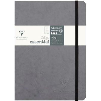 Clairefontaine 793435C Notizbuch AgeBag My Essentials, DIN A5, 14,8 x 21 cm, 96 Blatt, dot, nummeriert, 90g, 1 Stück, grau Clairefontaine 793435C Notizbuch AgeBag My Essentials, DIN A5, 14,8 x 21 cm, 96 Blatt, dot, nummeriert, 90g, 1 Stück, grau