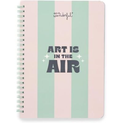 Mr. Wonderful A5-Notizbuch, Hardcover, Spiralbindung, Art is in the air, 160 karierte Seiten, inklusive Aufklebern Mr. Wonderful A5-Notizbuch, Hardcover, Spiralbindung, Art is in the air, 160 karierte Seiten, inklusive Aufklebern