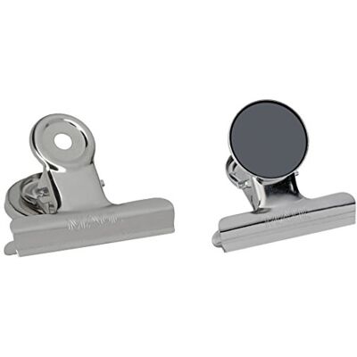 MAUL Papierklemmer Magnet standard silber 2er Set starke Haftung hält bis 100 Blatt, sicherer Halt an Metallflächen, schnell versetzt, griffige Klemme, für Notizen Pläne Belege MAUL Papierklemmer Magnet standard silber 2er Set starke Haftung hält bis 100 Blatt, sicherer Halt an Metallflächen, schnell versetzt, griffige Klemme, für Notizen Pläne Belege