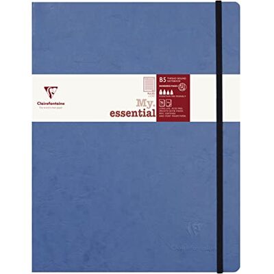 Clairefontaine 794464C Notizbuch My.Essential Age Bag, Format B5 (19x25 cm), mit Fadenbindung, 96 Blatt nummeriert, liniert, Papier elfenbein 90g, Blau, 1 Stück Clairefontaine 794464C Notizbuch My.Essential Age Bag, Format B5 (19x25 cm), mit Fadenbindung, 96 Blatt nummeriert, liniert, Papier elfenbein 90g, Blau, 1 Stück