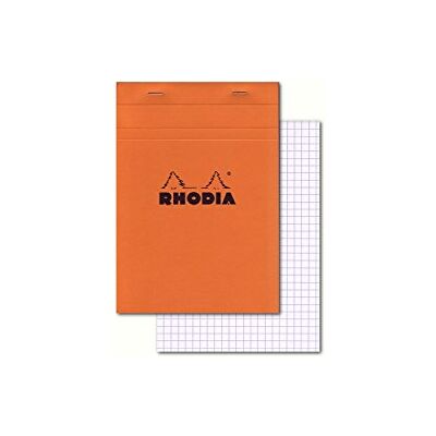 Rhodia 16200C Notizblock (DIN A5, 14,8 x 21 cm, geheftet, kariert, 80 Blatt, praktisch und belastbar) 1 Stück orange Rhodia 16200C Notizblock (DIN A5, 14,8 x 21 cm, geheftet, kariert, 80 Blatt, praktisch und belastbar) 1 Stück orange