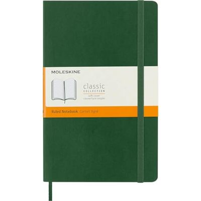 Moleskine Klassisches Notizbuch, Liniertes Notizbuch, Weicher Einband und Elastischer Verschluss, Großes Format 13 x 21 cm, Farbe Myrtegrün, 192 Seiten Moleskine Klassisches Notizbuch, Liniertes Notizbuch, Weicher Einband und Elastischer Verschluss, Großes Format 13 x 21 cm, Farbe Myrtegrün, 192 Seiten