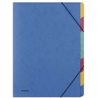 DONAU 8647119-10 Premium Ordnungsmappe Mappe mit Gummiband/mit 7 trennblätter/Fächer / A4 Farbe: Blau/aus Pressspan-karton 500gsm/ Eckspanner Sammelmappe mit Gummi/ 1 Stück-Packung DONAU 8647119-10 Premium Ordnungsmappe Mappe mit Gummiband/mit 7 trennblätter/Fächer / A4 Farbe: Blau/aus Pressspan-karton 500gsm/ Eckspanner Sammelmappe mit Gummi/ 1 Stück-Packung