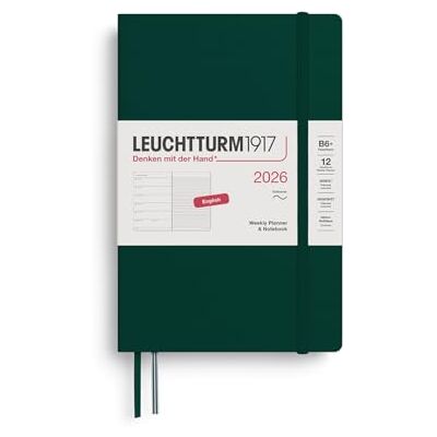 LEUCHTTURM1917 372689 Wochenkalender & Notizbuch Paperback (B6+) 2026, Softcover, Forest Green, Englisch LEUCHTTURM1917 372689 Wochenkalender & Notizbuch Paperback (B6+) 2026, Softcover, Forest Green, Englisch
