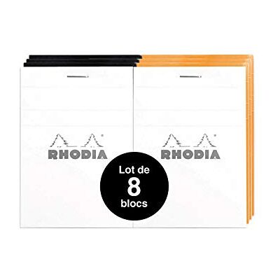 Rhodia 112019AMZC Packung mit 8 Notizblöcken DIN A7, 7,4x10,5 cm, kariert, 80 Blatt, 80g, flexibel und strapazierfähig, 8 Stück, Orange/Schwarz Rhodia 112019AMZC Packung mit 8 Notizblöcken DIN A7, 7,4x10,5 cm, kariert, 80 Blatt, 80g, flexibel und strapazierfähig, 8 Stück, Orange/Schwarz