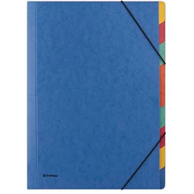 DONAU 8649119-10 Premium Ordnungsmappe Mappe mit Gummiband/mit 9 trennblätter/Fächer / A4 Farbe: Blau/aus Pressspan-karton 500gsm/ Eckspanner Sammelmappe mit Gummi/ 1 Stück-Packung DONAU 8649119-10 Premium Ordnungsmappe Mappe mit Gummiband/mit 9 trennblätter/Fächer / A4 Farbe: Blau/aus Pressspan-karton 500gsm/ Eckspanner Sammelmappe mit Gummi/ 1 Stück-Packung