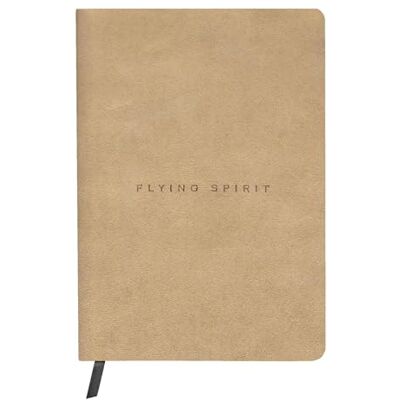 Clairefontaine 103946C Heft Flying Spirit, Cover aus Leder, 14,8 x 21cm, Fadenbindung, Lesezeichen, 90 Blatt, 90g, liniert, 1 Stück, Beige Clairefontaine 103946C Heft Flying Spirit, Cover aus Leder, 14,8 x 21cm, Fadenbindung, Lesezeichen, 90 Blatt, 90g, liniert, 1 Stück, Beige