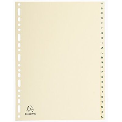 Exacompta 1124E Karton-Register A-Z für DIN A4 aus Karton 24-teilig volle Höhe 21 x 29,7 cm elfenbein mit bedruckten Taben Universallochung Trennblätter Trennstreifen Ordner-Register Exacompta 1124E Karton-Register A-Z für DIN A4 aus Karton 24-teilig volle Höhe 21 x 29,7 cm elfenbein mit bedruckten Taben Universallochung Trennblätter Trennstreifen Ordner-Register